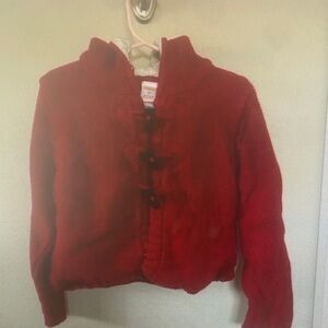 Red Fleece Jacket with Toggle Closures